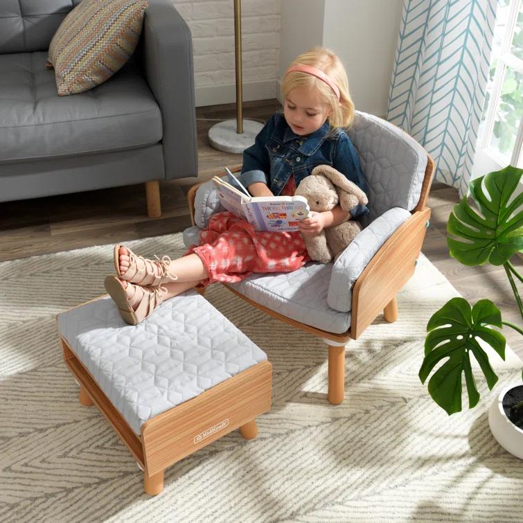 Kids 8.34'' Wood Club Chair Chair and Ottoman