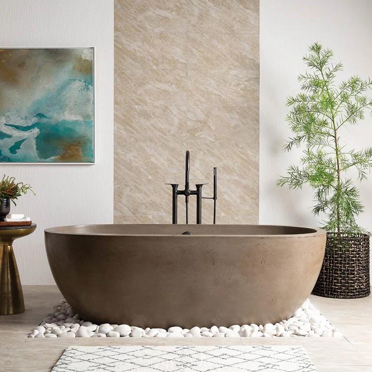 Holas 72" Handcrafted Freestanding Concrete Bathtub