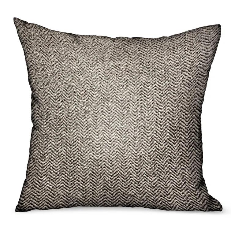 Plutus Brands Jagged Ash Chevron Sunbrella® Indoor/Outdoor Reversible Throw Pillow