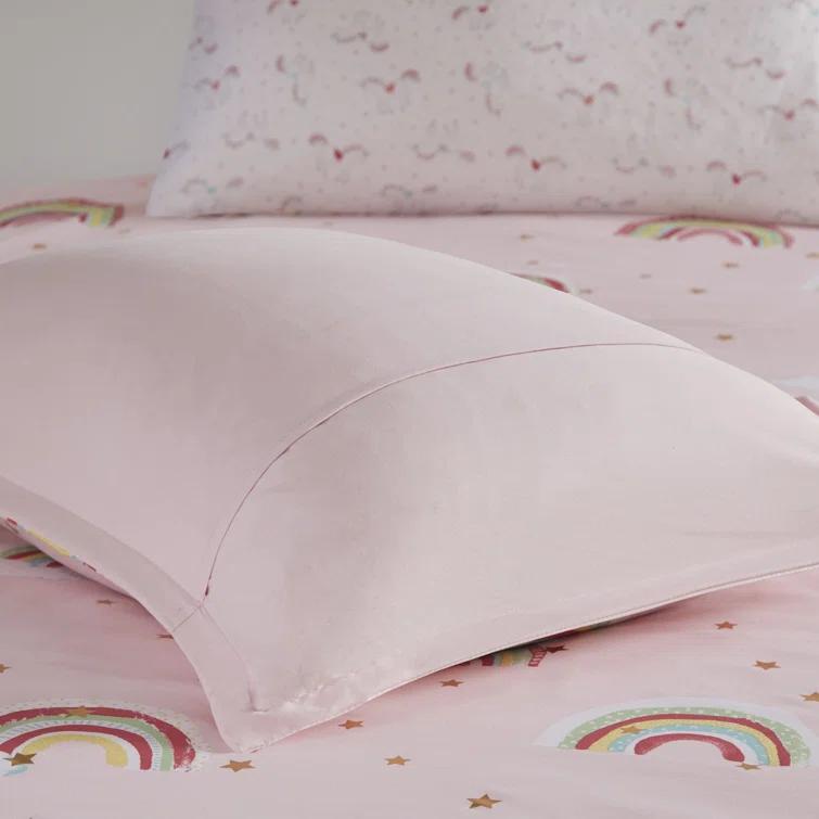 Intelligent Design Kids Alicia Rainbow and Metallic Stars Comforter Set with Bed Sheets