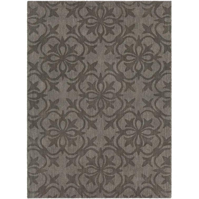 Rekha Geometric Handmade Wool Taupe Area Rug