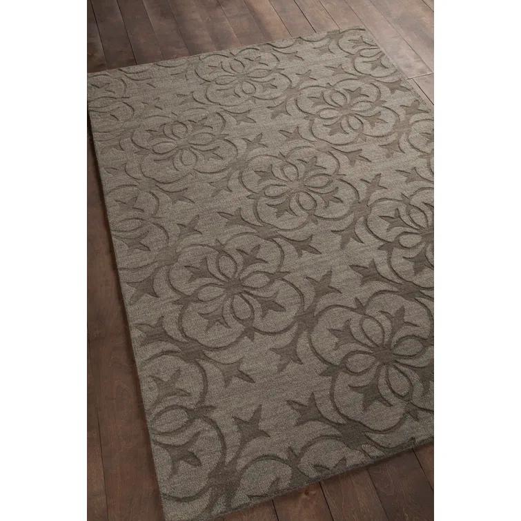 Rekha Geometric Handmade Wool Taupe Area Rug