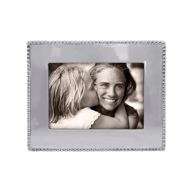 Beaded Silver Metal Beaded Picture Frame