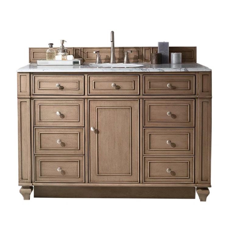 James Martin Vanities 48" Single Vanity, Whitewashed Walnut w/ 3 CM White Zeus Quartz Top