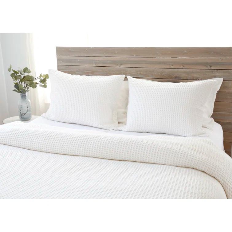 Zuma Cotton Waffle Weave Blanket by Pom Pom at Home - Cream / King