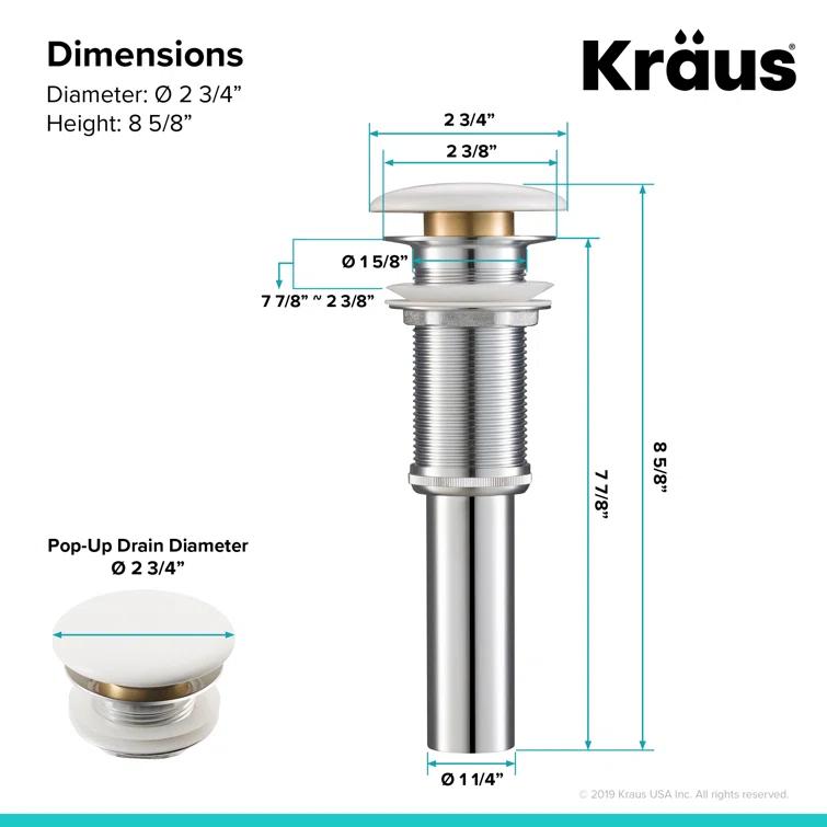 KRAUS Viva™ Thin Porcelain Ceramic Vessel Bathroom Sink with Pop-Up Drain