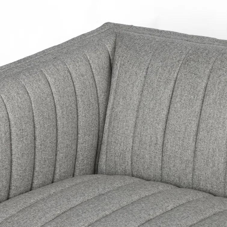 Orly Natural Gray Tufted Leather Stationary Sofa