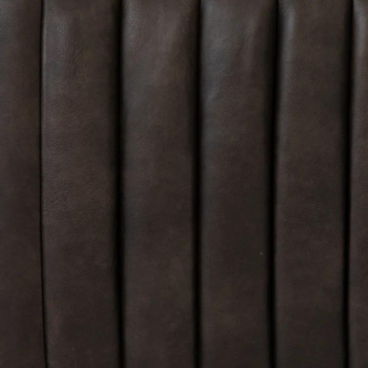 Deacon Wolf Genuine Leather 32" Modern Swivel Chair in Black