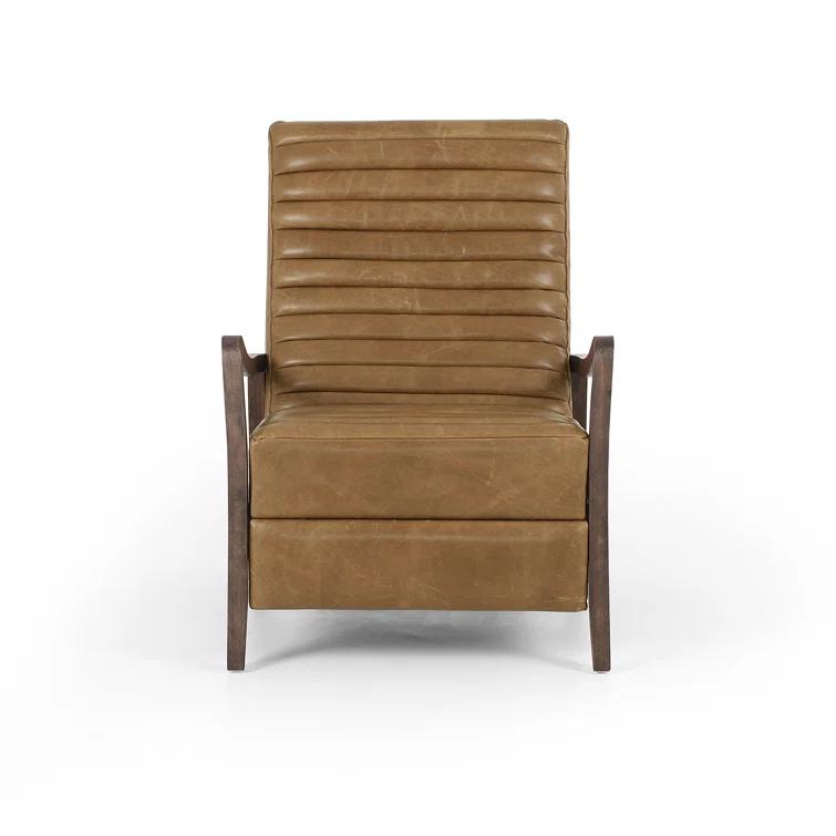 Warm Taupe Dakota Leather Handcrafted Contemporary Recliner Chair