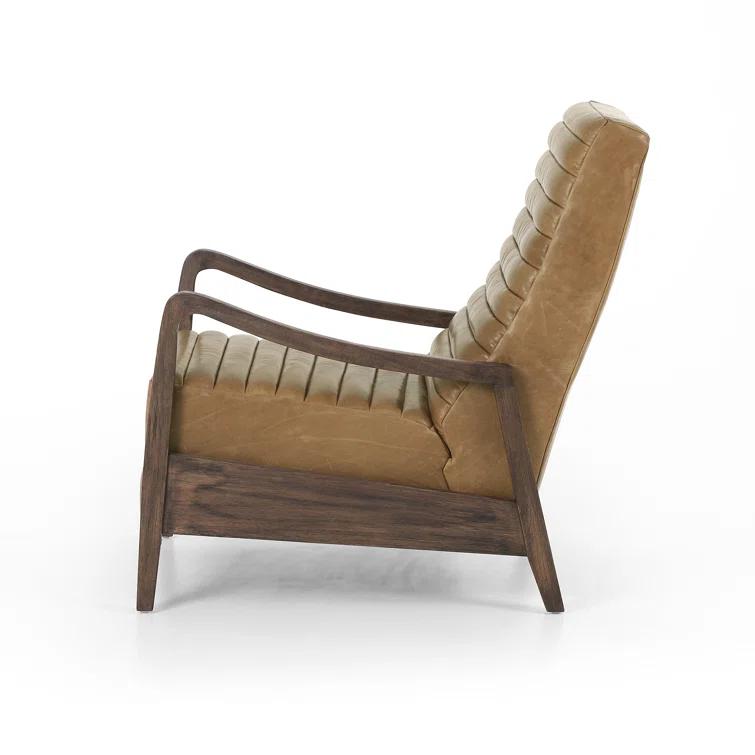 Warm Taupe Dakota Leather Handcrafted Contemporary Recliner Chair