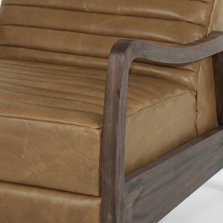 Warm Taupe Dakota Leather Handcrafted Contemporary Recliner Chair