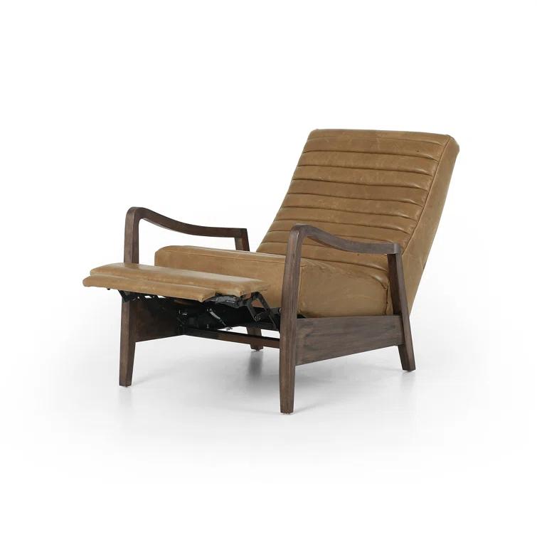 Warm Taupe Dakota Leather Handcrafted Contemporary Recliner Chair