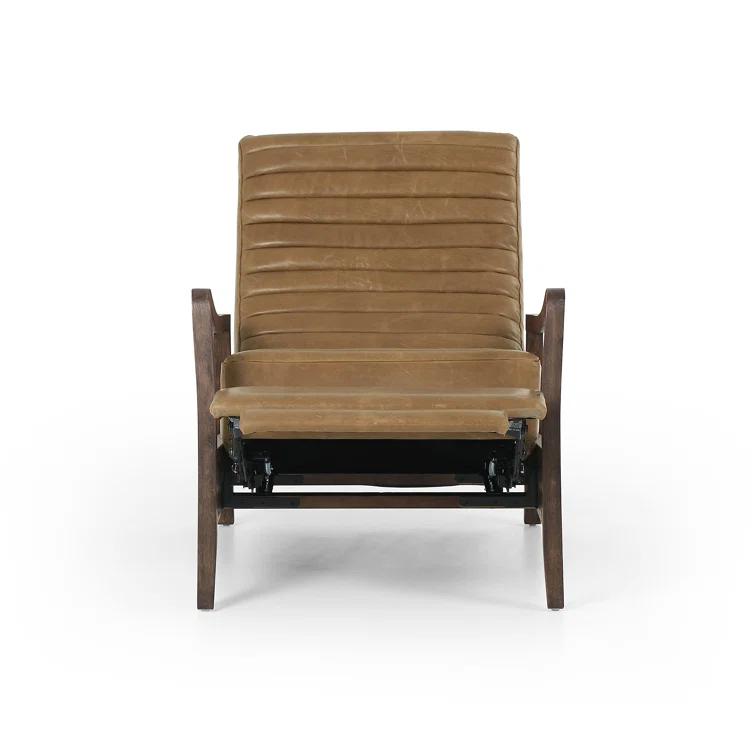 Warm Taupe Dakota Leather Handcrafted Contemporary Recliner Chair