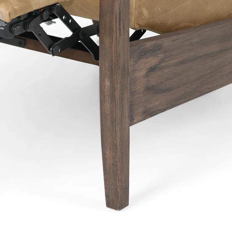 Warm Taupe Dakota Leather Handcrafted Contemporary Recliner Chair