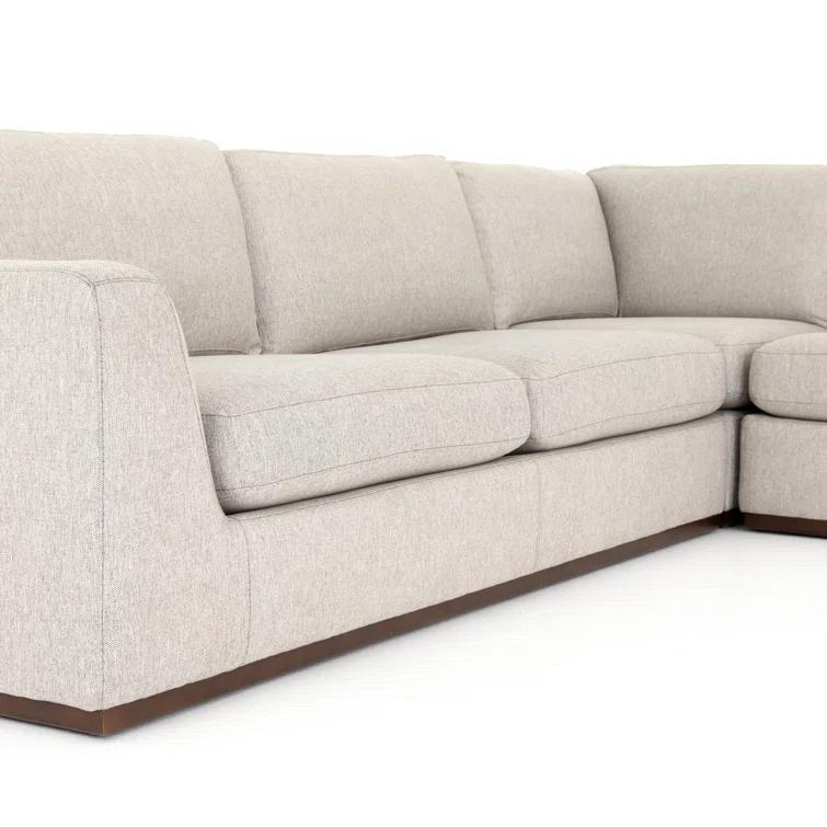 Aldred Silver Contemporary 120" Flared Arm Sectional Sofa