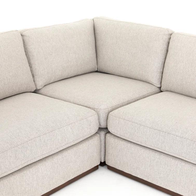 Aldred Silver Contemporary 120" Flared Arm Sectional Sofa
