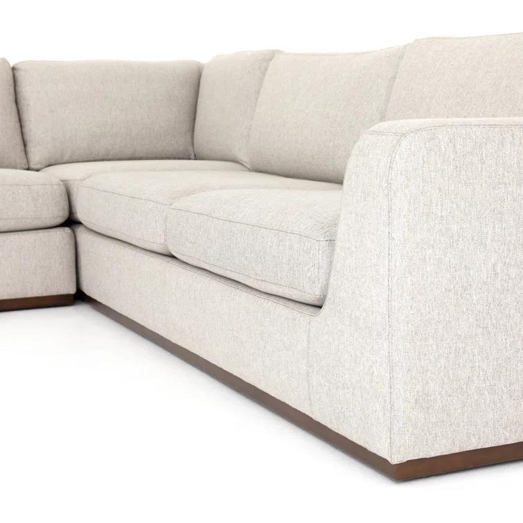 Aldred Silver Contemporary 120" Flared Arm Sectional Sofa