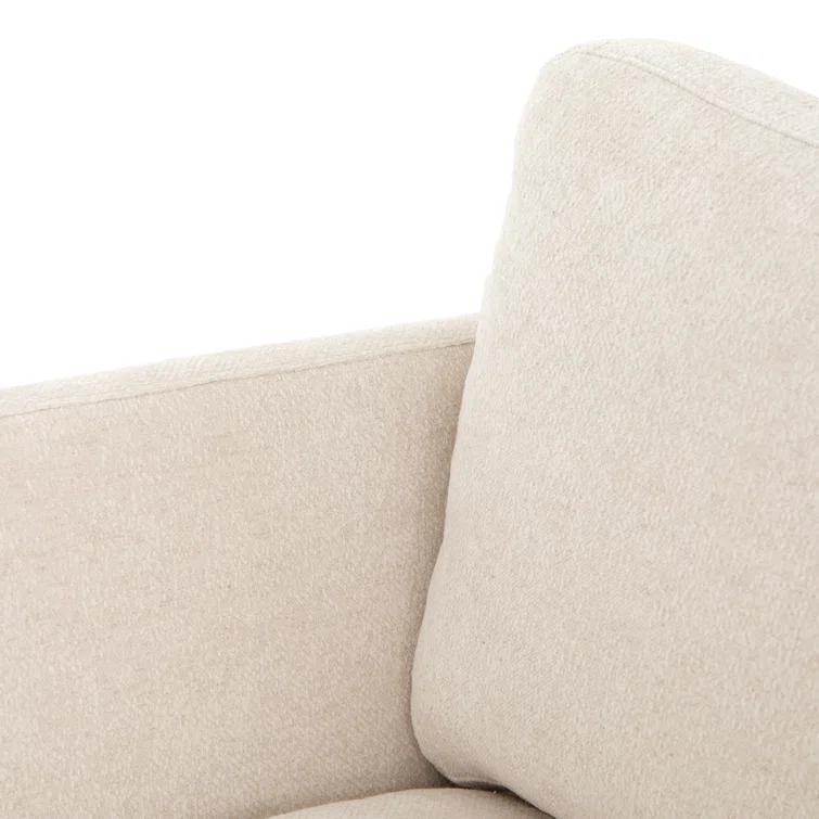 Camargue Cream Ivory Linen and Pecan Birch Wood Accent Chair