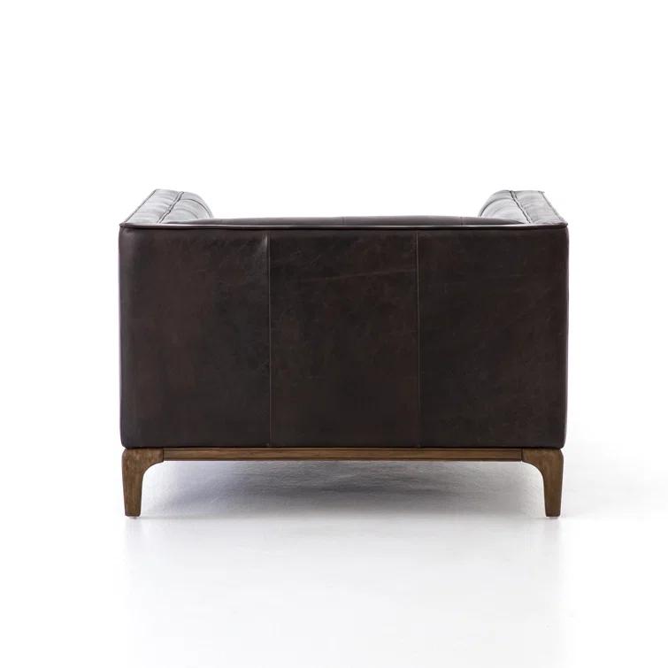 Dylan Mid-Century Rider Black Leather Chaise Lounge