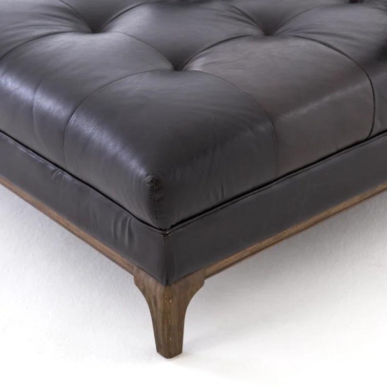 Dylan Mid-Century Rider Black Leather Chaise Lounge