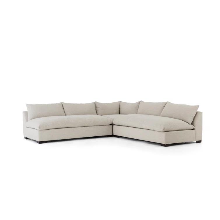 Grant 3-Piece Armless Oatmeal Sectional with Textural Twill
