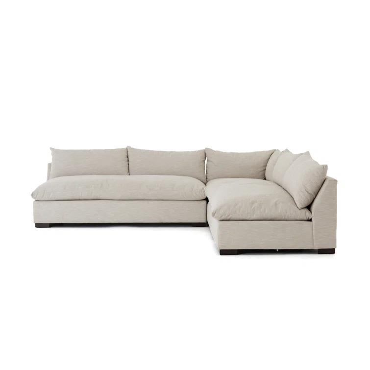 Grant 3-Piece Armless Oatmeal Sectional with Textural Twill
