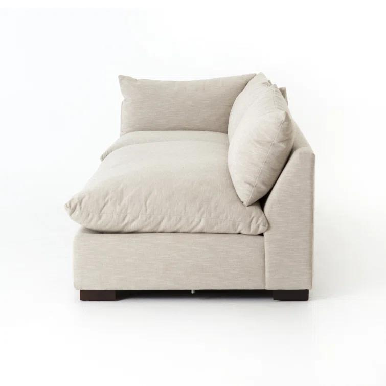 Grant 3-Piece Armless Oatmeal Sectional with Textural Twill