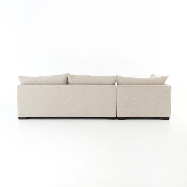 Grant 3-Piece Armless Oatmeal Sectional with Textural Twill