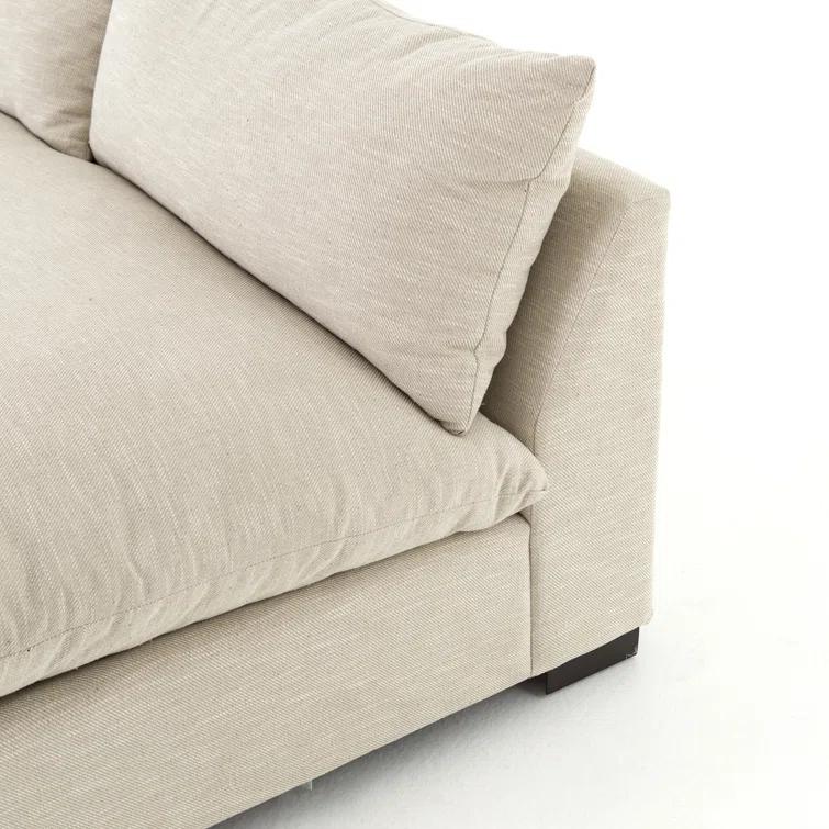 Grant 3-Piece Armless Oatmeal Sectional with Textural Twill