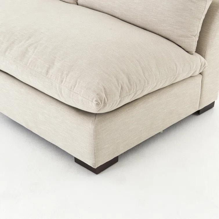 Grant 3-Piece Armless Oatmeal Sectional with Textural Twill