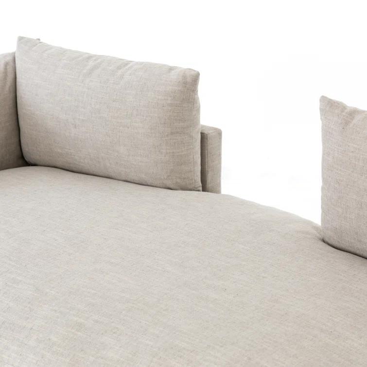 Beige Handcrafted Wood Stationary Sofa, 88-inch