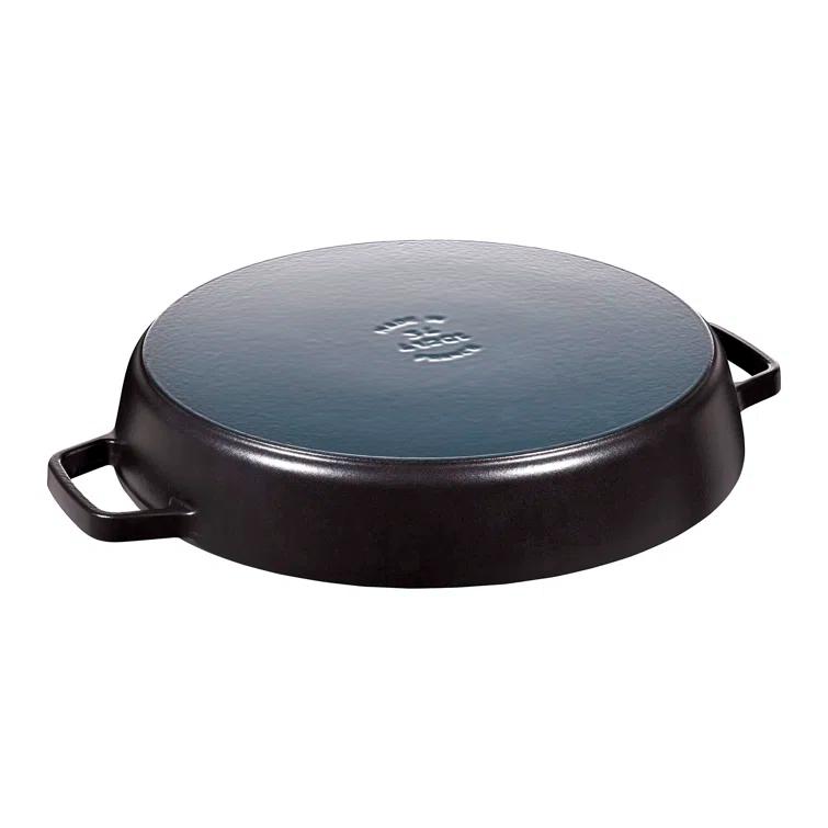 Black Matte 13-inch Cast Iron Paella Pan with Ceramic Coating