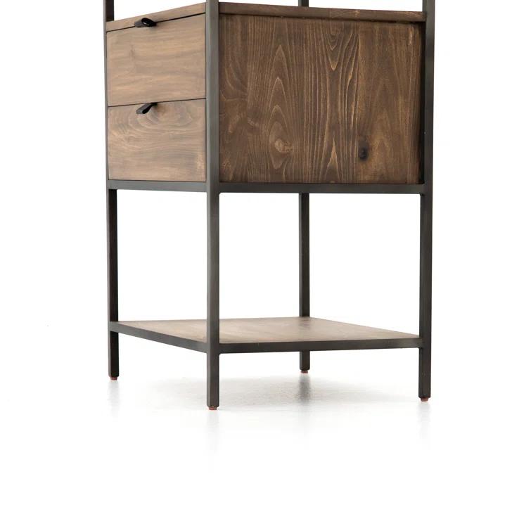 Auburn Poplar and Raw Iron 2-Drawer Bookcase