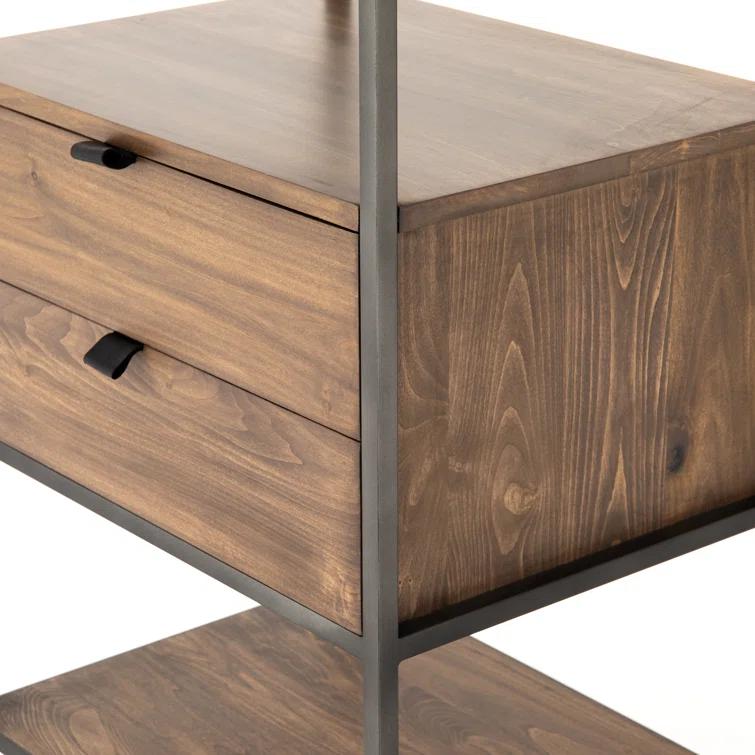 Auburn Poplar and Raw Iron 2-Drawer Bookcase