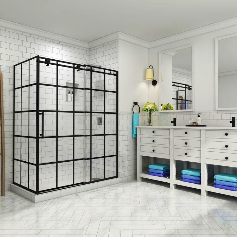 Aston French Vienne Frameless 60" x 76" Rectangle Sliding Left Opening Shower Enclosure SEN984WFEZ-MB-60-10-L