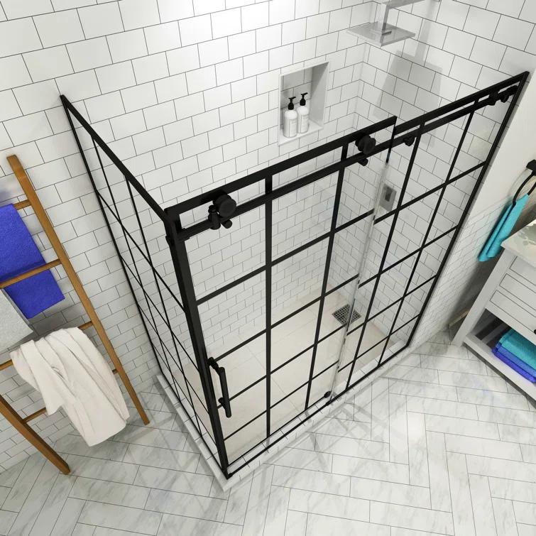 Aston French Vienne Frameless 60" x 76" Rectangle Sliding Left Opening Shower Enclosure SEN984WFEZ-MB-60-10-L