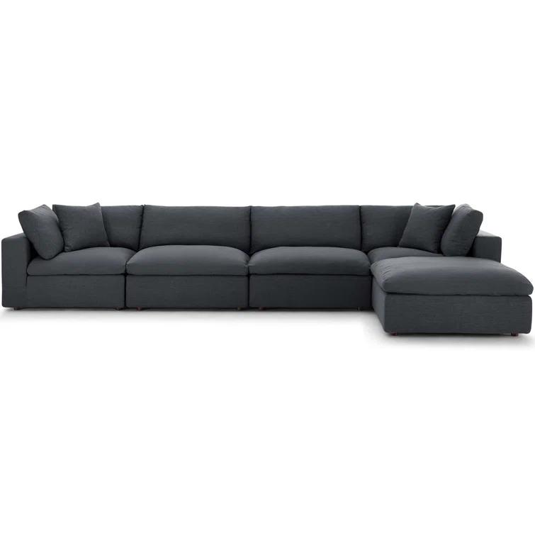 Modway Copper Grove Hrazdan Fabric/Wood Down-filled Over-stuffed 5-piece Sectional Sofa Set