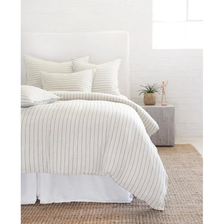 Blake Linen Duvet by Pom Pom at Home - Flax and Midnight / Queen