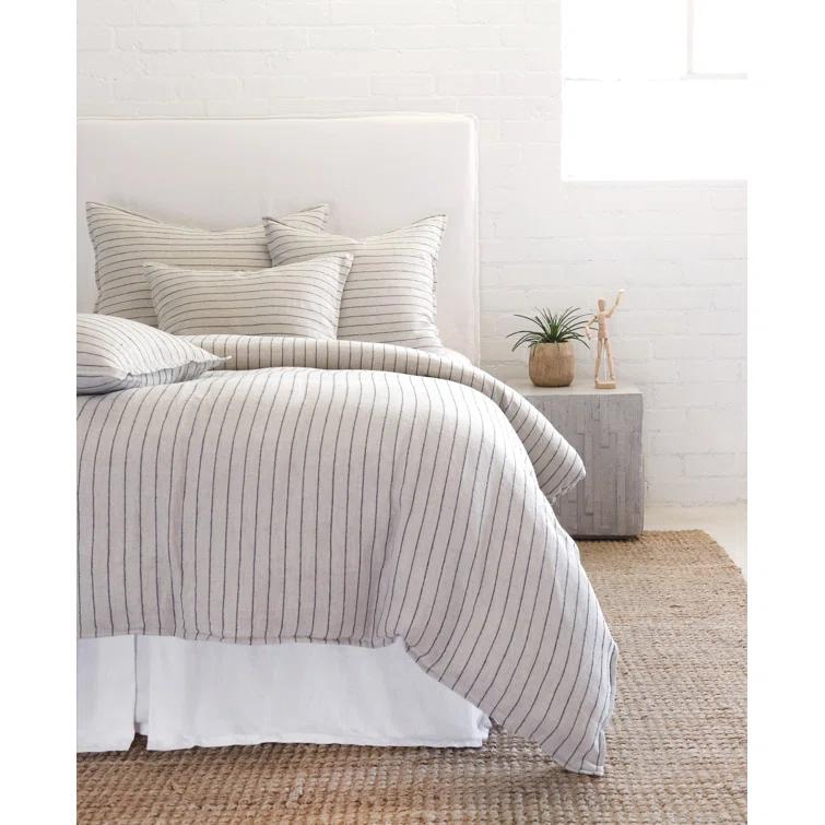 Blake Linen Duvet by Pom Pom at Home - Flax and Midnight / Queen