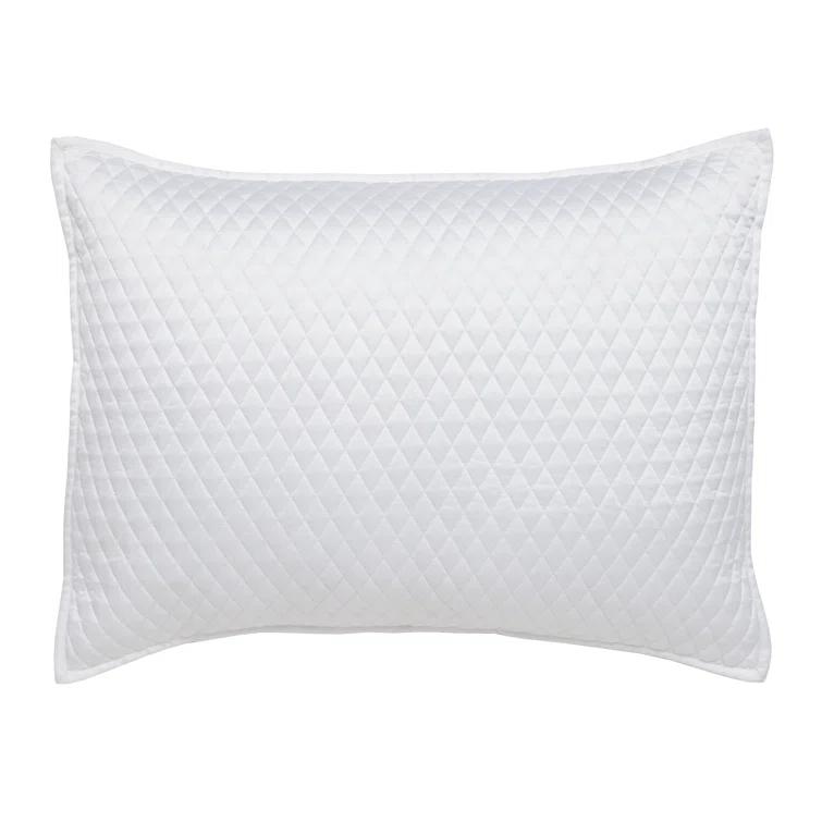 White Quilted Sateen Cotton Standard Pillow Sham