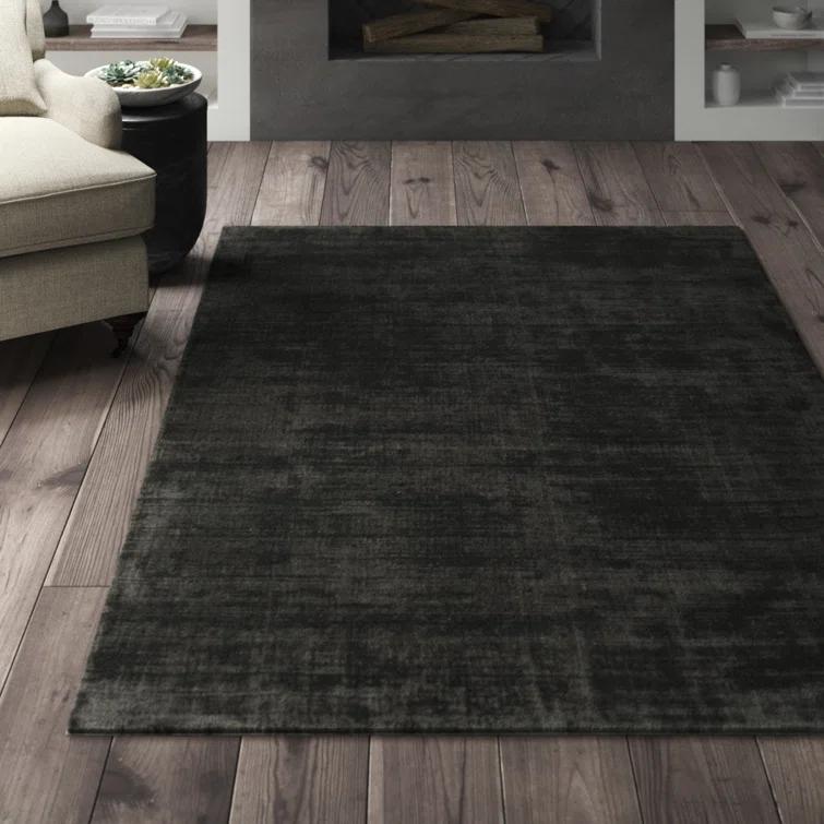 Cameron Hand-Woven Charcoal Wool and Viscose Area Rug