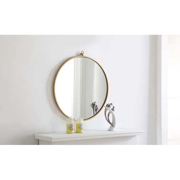 Cassie Metal/Manufactured Wood Round Wall Mirror