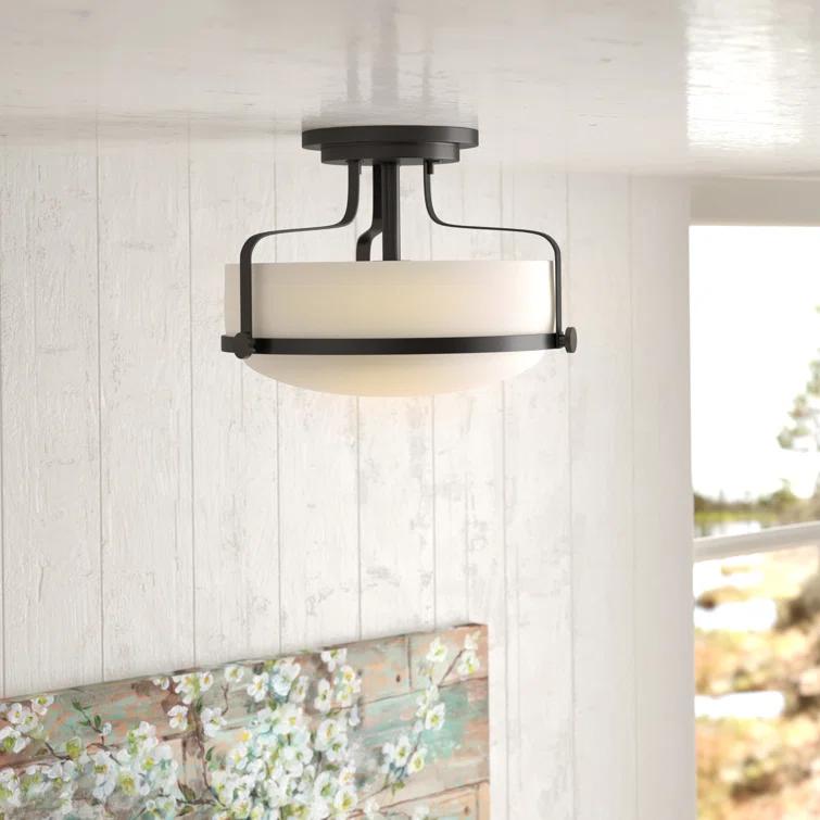 Harper 14.5-in 3-Light Semi-Flush Mount Retro Ceiling Light