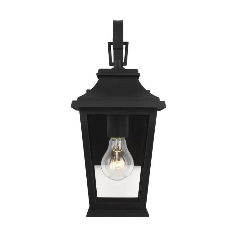 Warren Textured Black Dimmable Lantern Sconce with Clear Panels