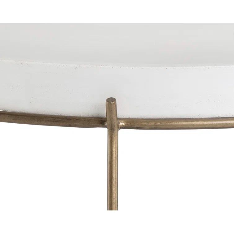 Sunpan Remy 31.5" Modern Metal Coffee Table with Tray-like Top in Brass/White