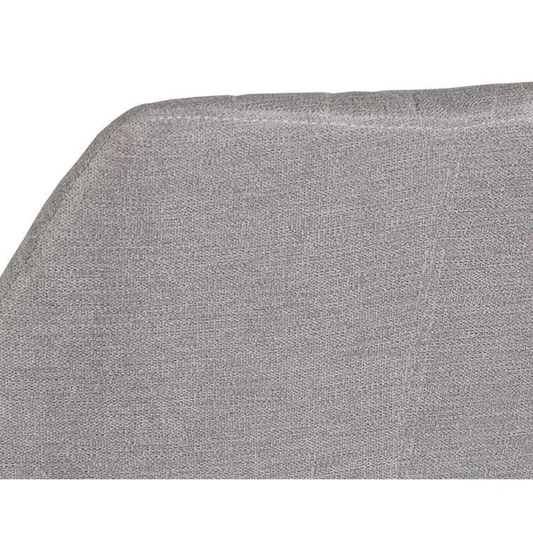 Gray Linen Upholstered Arm Chair with Black Metal Legs