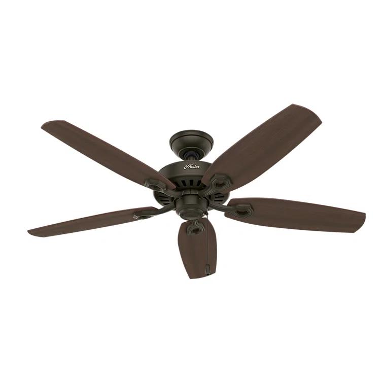 Hunter Fan Builder Plus 52" 5 - Blade Standard Ceiling Fan with Pull Chain and Light Kit Included