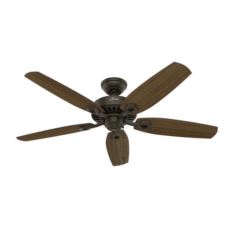 Hunter Fan Builder Plus 52" 5 - Blade Standard Ceiling Fan with Pull Chain and Light Kit Included