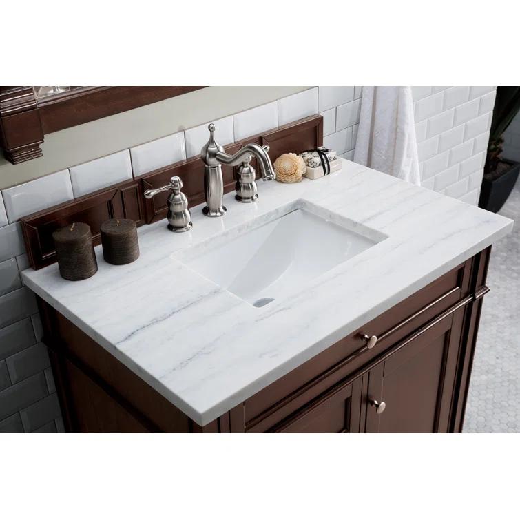 Burnished Mahogany Single Vanity with Satin Nickel Hardware