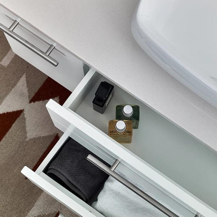 Lucera 36" Wall Mount Single Vessel Sink Right Version Bathroom Vanity with Medicine Cabinet